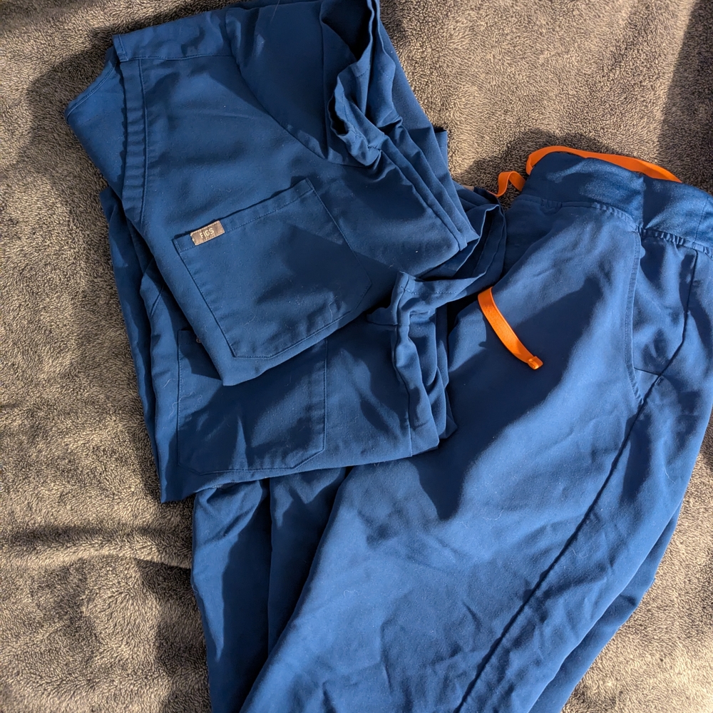 Figs Women's Joggers in Blue with Orange Details